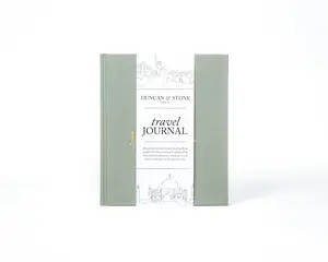 Duncan & Stone Linen Cloth Travel Journal for Adventures Memories & Photos with Prompted Questions & Picture Space 9.25 x 7.75 Inches Great Gift for Travelers & Graduates