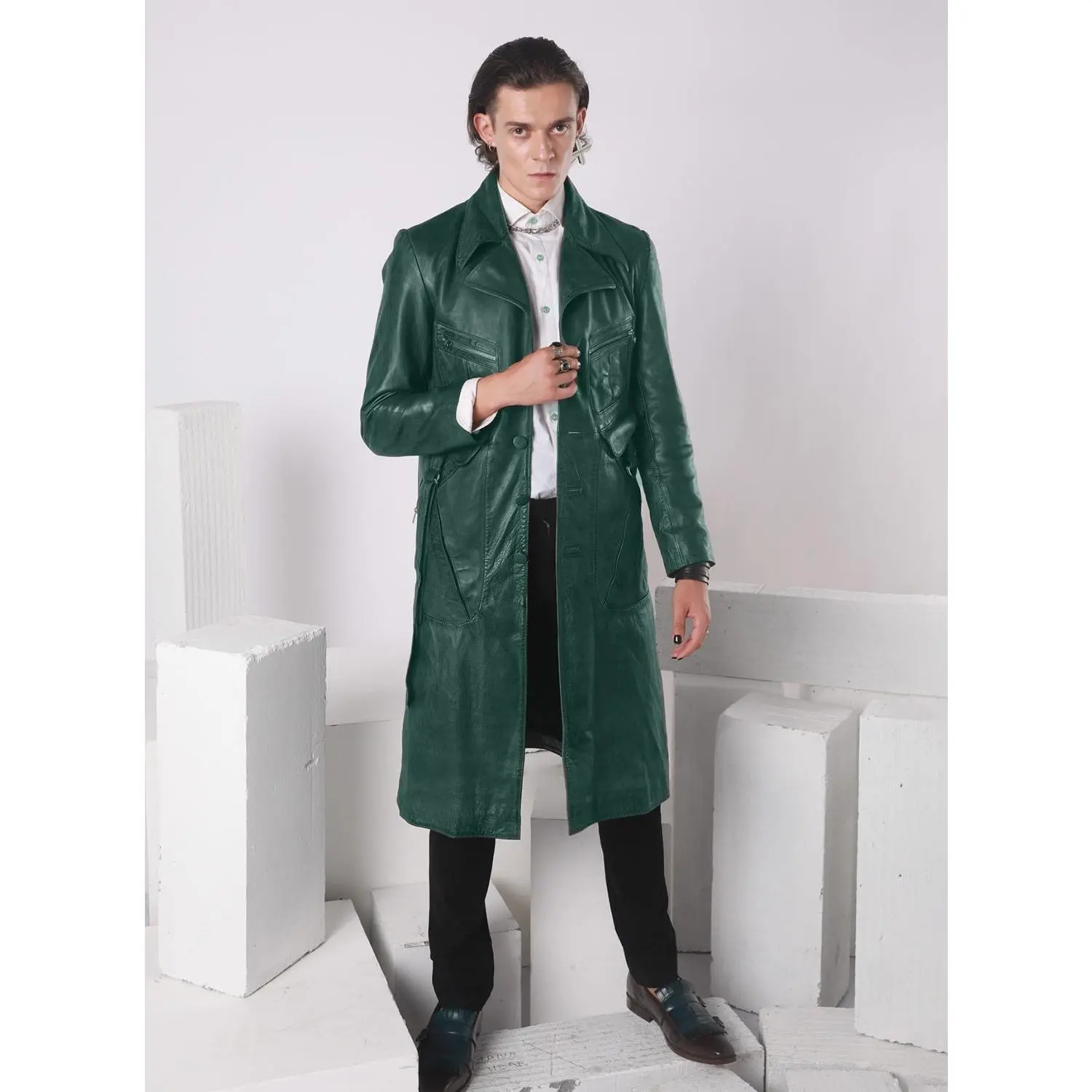 Green Planet Long Leather Jacket