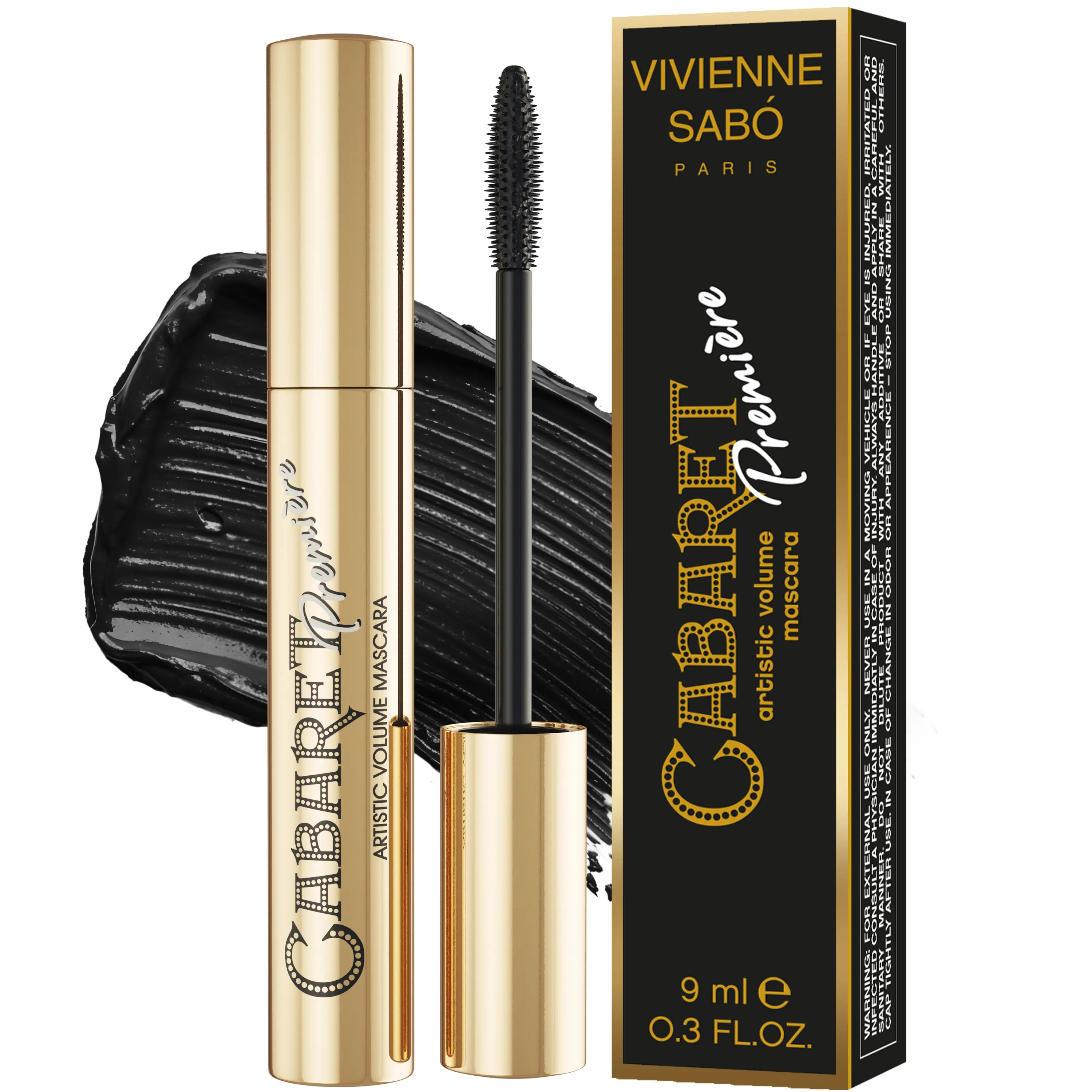 Vivienne Sabó Cabaret Premiere Mascara, Volume and Length, Defining, Curling, No Flaking, No Clumping, Smudge Proof, Washable, Cruelty-Free, Made in Italy