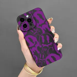 Creative Purple Monster Pattern Phone Case, Shockproof Phone Protective Cover, Fashion Phone Accessories Compatible with iPhone, Halloween