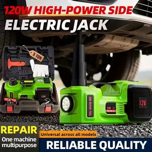 5 Ton 12V Electric Jack Kit, Hydraulic Lifting Range 6.1-17.7 Inch, Built-in Air Pump. Emergency Repair Tool Set for Tire Change, Fits Car, SUV, Sedan & MPV, Garage Use