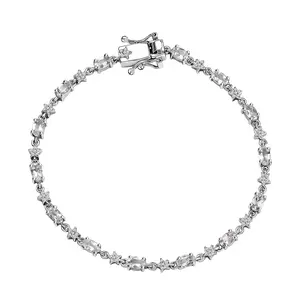 Moissanite  925 Sterling Silver Rhodium Plated Bracelet for Women Jewelry Birthday Christmas Gifts Size 7.25 Inches Ct 3.12