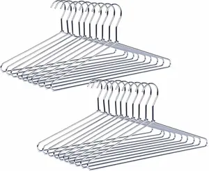 30 Pack Heavy Duty Metal Coat Hangers, 17" Stainless Steel Shirt Hangers with Smooth Chrome, Silver Metal Wire Hanger for Closet Organization, Suit & Pants