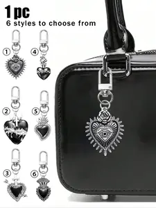 Retro Gothic Dark Series Alloy Pendant, Charm Keychain with Religious Cross, Heart and Demon Eyes - Decorative Accessories for Wallet, Backpack, Headphone Bag, Luggage and Cars - Single Accessory with Dar Pendant Design