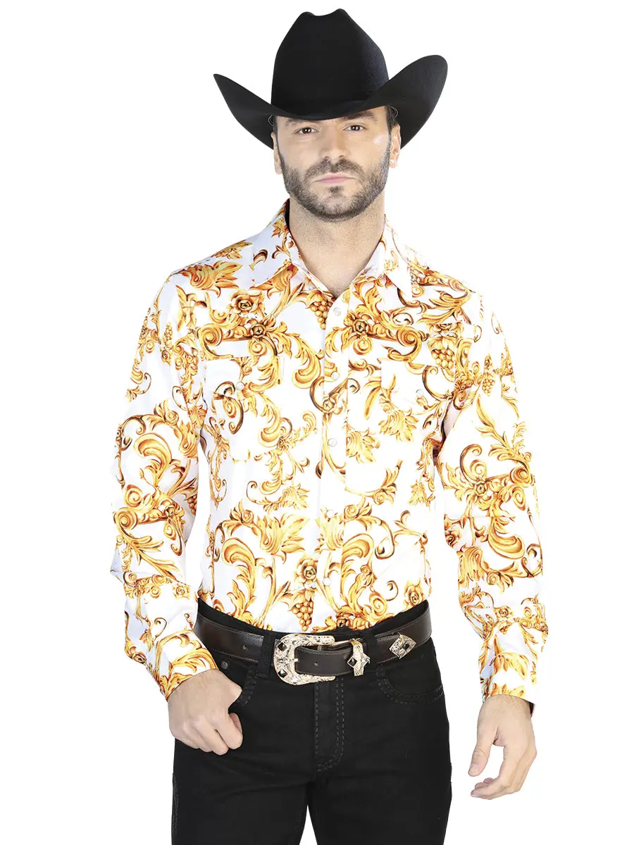 Off White Gold  Casual Long Sleeve Shirt 44060