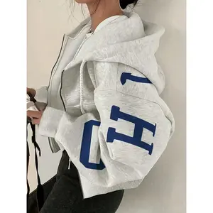 Women's Y2K-Inspired Zip-Up Hoodie|   Casual Long Sleeve|   Knit|   Machine Washable|   Allseason Jacket|   Y2K Fashion|   Trendy Crop Top Style used with raincoat