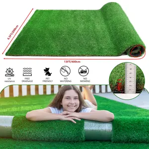 6.5FTX13FT Outdoor Artificial Grass Runner Rug, Thick Realistic Fake Grass Roll Decor Patio Balcony Garden Lawn, Dog Pets Turf Drain Mat, 1.38" Pile Height