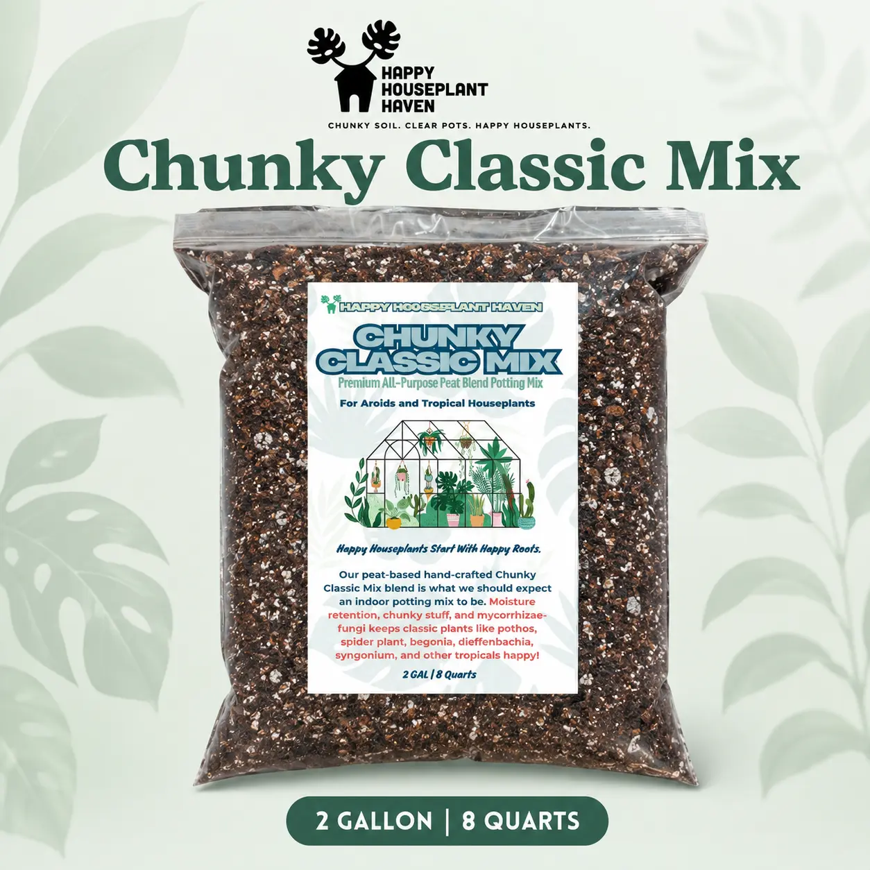 Chunky Classic Potting Mix | Premium Peat-Based Indoor Plant Soil Blend with Zeolite, Perlite, Pumice, Bark & Mycorrhizae for Tropical Houseplants