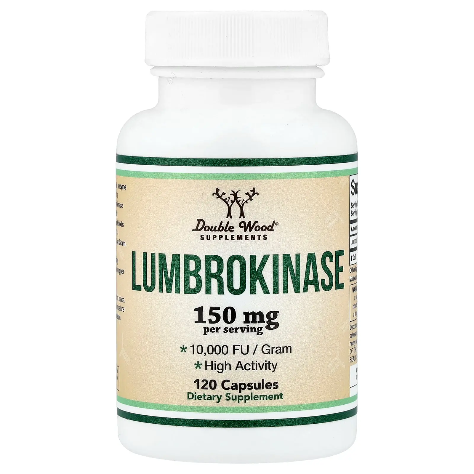 Double Wood Supplements Lumbrokinase, 120 Capsules (75 mg per Capsule)