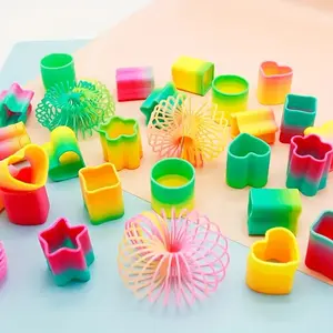 24pcs Spring Rings Bulk Toys, Christmas Party Rainbow Rings, Party Supplies, Greeting Card Accessories, Holiday & Birthday Gifts for Kids, Stocking Stuffers