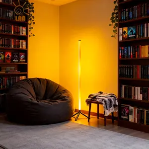 Music Sync RGB Floor Lamp, 20 Dynamic Lighting Modes for Gaming Room & Content Creation, USB Powered Modern Decor Environment Light