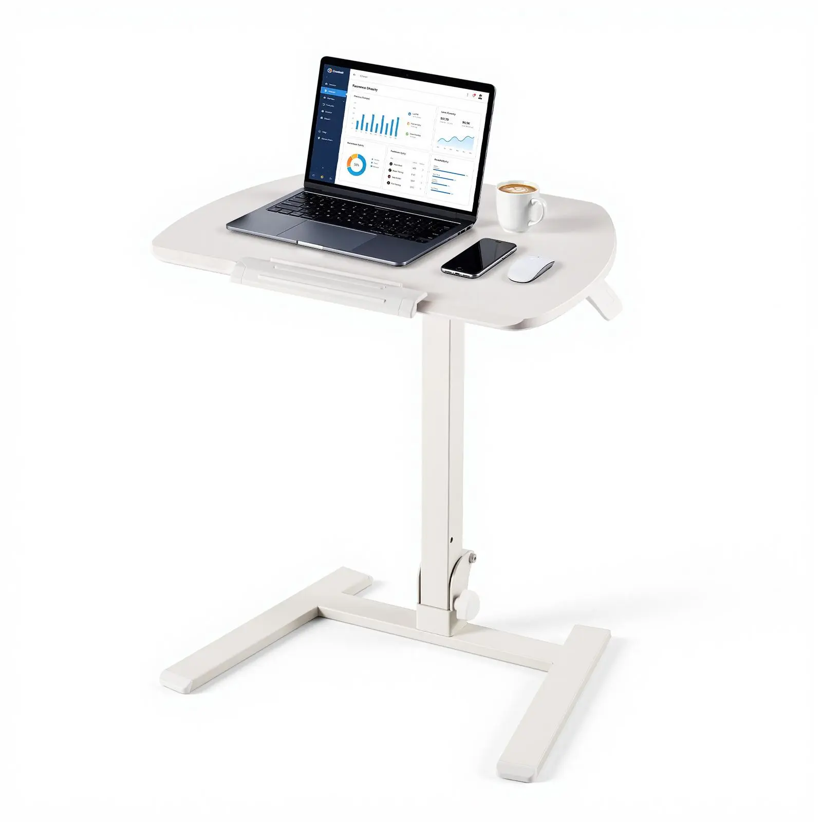 VEVOR Standing Desk, Adjustable Height Mobile Stand Up Desk with Tilting Desktop, 25.6 x 19 in Small Computer Sit Stand Workstation, 33 lbs Capacity, Pneumatic Lift for Home Office, Fully Assembled