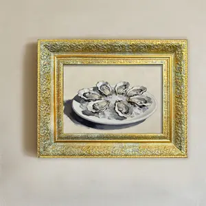 1pc Vintage Decorative Photo Frame with Storing fresh oysters on ice, Light Luxury Style Desktop Display Photo Frame or Wall Mounted Photo Frame, Valentine's Day Gift, Holiday Party Decoration