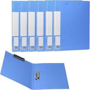Punchless Binder with 2 Clamp Letter Size 8.5 x 11 Report Covers Plastic Blue Pack of 6