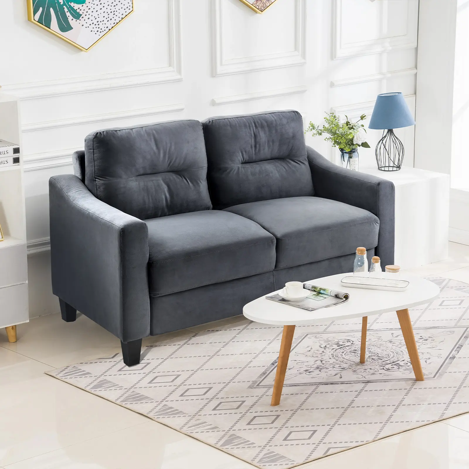 Comfortable Sectional Couch and Sofa for Living Room Bedroom Office Small Space Multiple Size Options Upholstered Fabric Sofa Set with Cushions, Living Room Furniture for Apartment, Lounge, Family Room, Office and Home Seating
