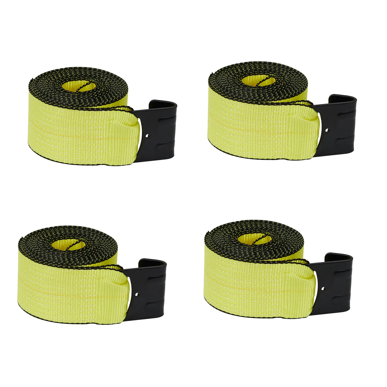 4 /10Pack 4" x 30' Winch Straps with Flat Hooks, 18,000lbs Break Strength Heavy Duty Flatbed Straps, 6,000lbs WLL Truck Tie Downs for Flatbed Trailers, Industrial Cargo Straps, Tree Saver