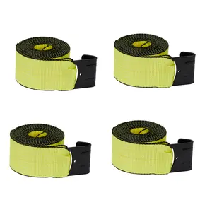 4 /10Pack 4" x 30' Winch Straps with Flat Hooks, 18,000lbs Break Strength Heavy Duty Flatbed Straps, 6,000lbs WLL Truck Tie Downs for Flatbed Trailers, Industrial Cargo Straps, Tree Saver