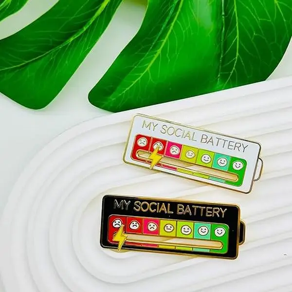 Social Battery Pin - My Social Battery Creative Lapel Pin Fun Enamel Emotional Pin 7 Days a Week Functional Aesthetic Brooch