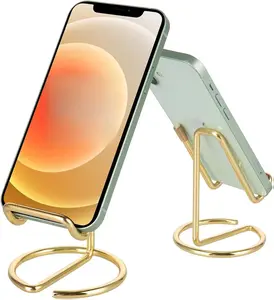 Cell Phone Stand for Desk, Cute Metal Gold Cell Phone Stand Holder Desk Accessories, Compatible with All Mobile Phones, iPhone, Switch, iPad