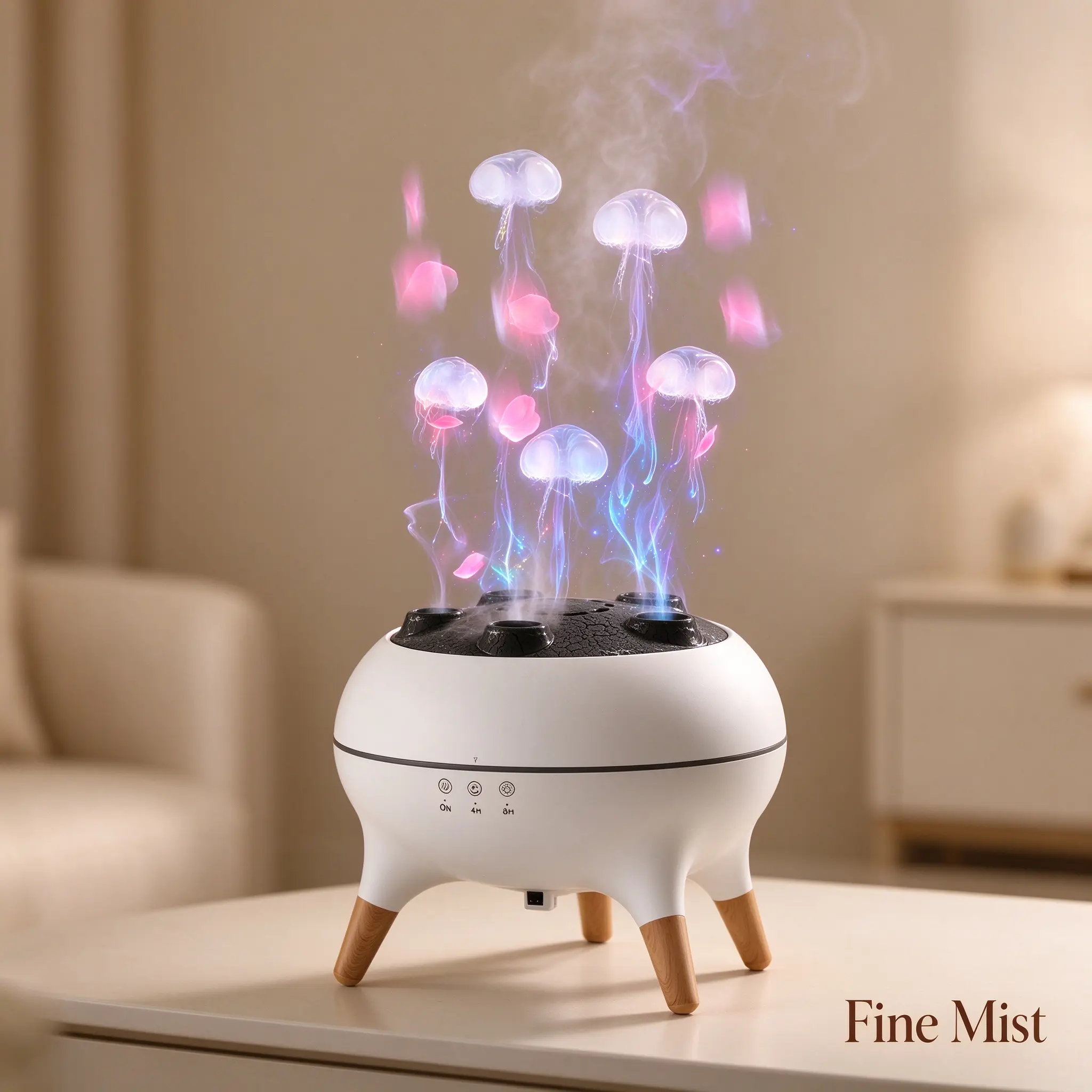 2-in-1 Aromatherapy Diffuser & Cool Mist Humidifier for Dry Winter Air, 5-Outlet Mist, Ultra-Quiet Operation, 4H/8H Timer Household Humidifier Appliance colorful
