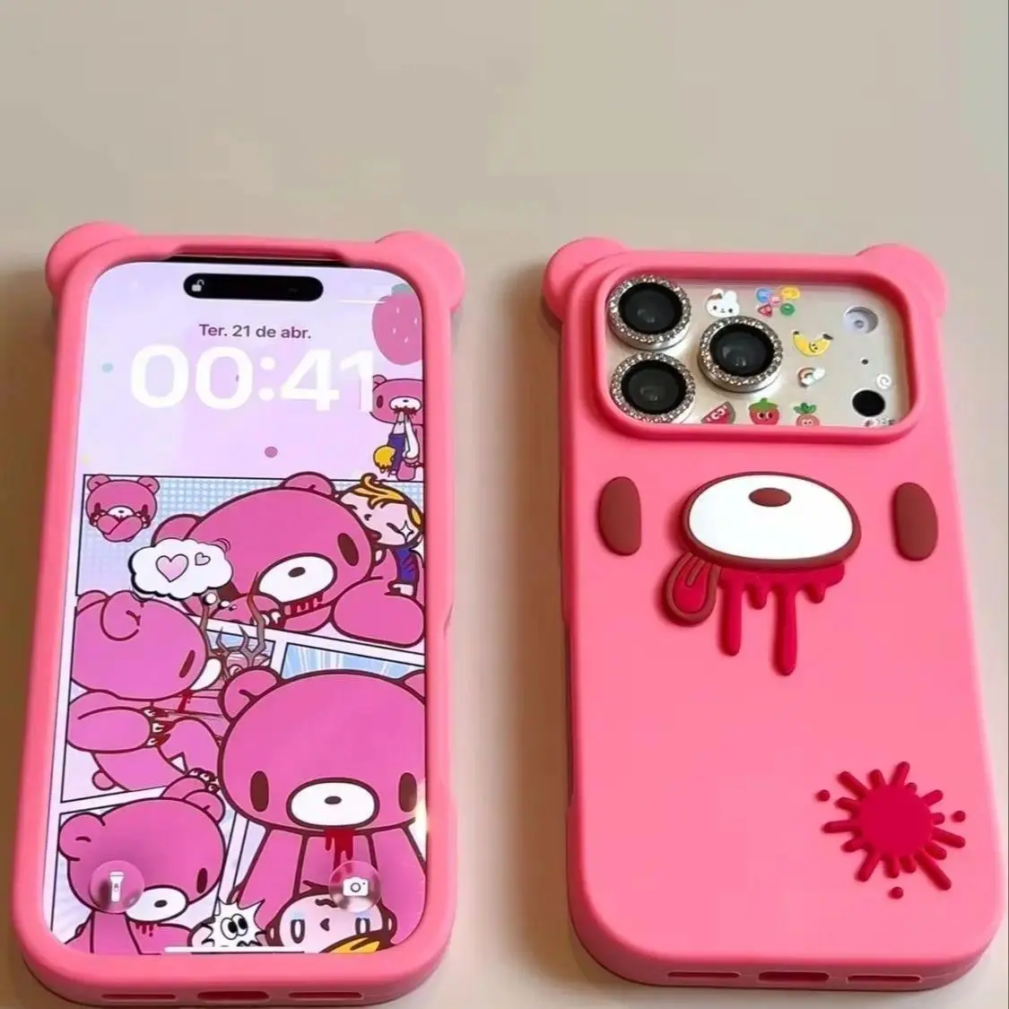 Cute Bear Silicone Phone Case, Shockproof 3D Bear Ears Protective Cover for Multiple Phone Models