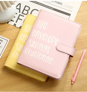 Blush Pink A5 PU Leather Waterproof Savings Challenge Binder - 100 Numbered Cash Envelopes, 100-Day $5,050 Easy Savings Plan, Home Supplies Piggy Bank Budget Book