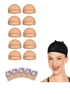 5 Pack (10 Pieces) Elastic Hair Nets, Soft Nylon Wig Caps for Women, Lace Front Wigs & Silk Hats, Comfortable and Safe Fit