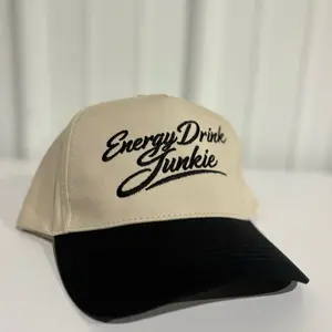 Energy Drink Junkie Bottle Cap - Cream and Black - Perfect for Energy Drink Lovers - Stylish and Comfortable
