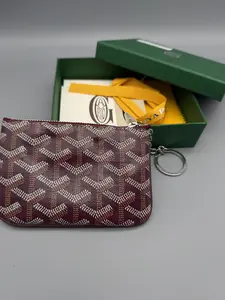 Pre-owned Goyard Coated Canvas Small Leather Goods Saint Pierre Card Holder / Key Pouch in Burgundy Goyardine Canvas