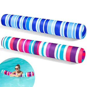 2 Pack Inflatable Swim Pool Noodles, Pool Noodles Floats for Adults, Soft Fabric Covered Large Swim Noodles for Lake, Beach