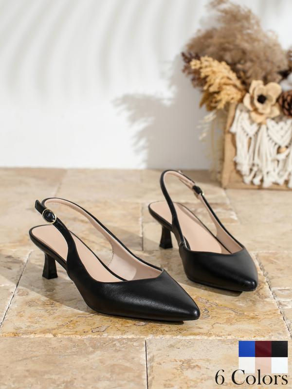 Women's Pointed Toe High Heel Sandals, Elegant PU Leather Slip on Shoes, Adjustable Buckle Strap, Perfect for Weddings Parties Work, Party Footwear