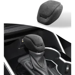 Suede Gear Shift Knob Cover for Toyota RAV4 2019-2025 & Highlander 2020-2026, Car Interior Premium Decoration Accessories, Non-Slip Sweat-Absorbent & Enhanced Grip, Black