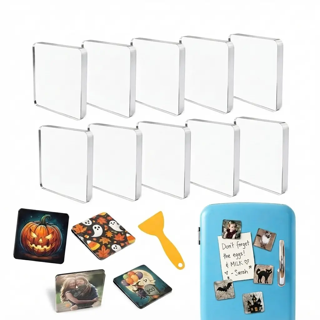 Magnetic Photo Frames 2x2 Inch, DIY Fridge Magnets 10 Pack, Clear Acrylic Picture Frame Magnets for Refrigerator, Crafts, Classroom, Kitchen & Office Decor, Back to School Dorm Essentials