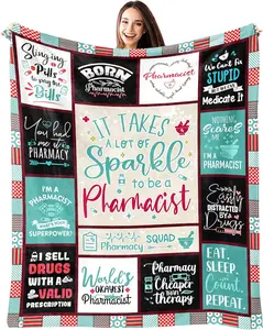Pharmacist Gifts Blanket 60" X 50", Pharmacist Gifts for Women, Pharmacy Week Gifts for Pharmacists, Pharmacy Technician Day Gifts for Coworkers, Pharmacist Appreciation/Birthday/Graduation Gift Ideasa