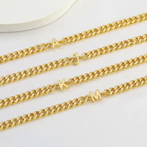 26 initials bracelet golden stainless steel bracelet men and women daily wear gift