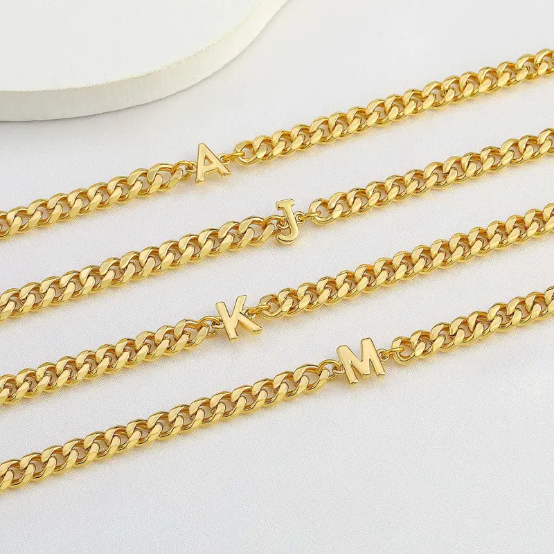 26 initials bracelet golden stainless steel bracelet men and women daily wear gift