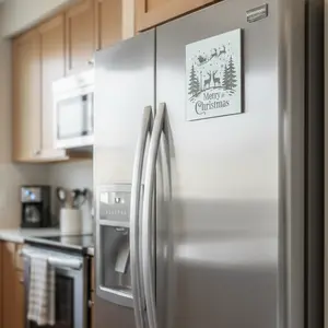 Merry Christmas Laser-Engraved Mirror Refrigerator Magnet, Home Decor, Holiday Gift