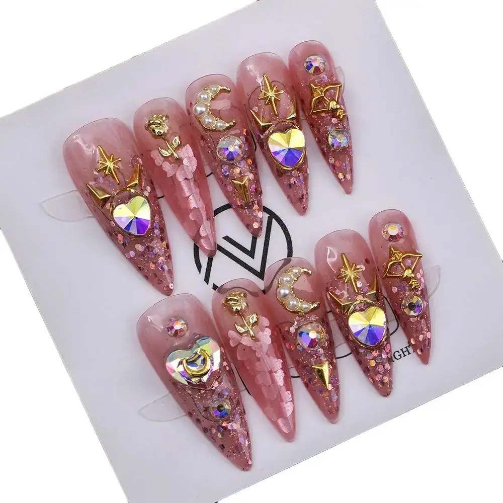 ZVNAIL Z1-Z15 Press ON Handmade Nail Art 10Pcs/Sets Free Tools Luxury Manicure Nail Care Daily Durable Gel Nail Polish Polish Uv Cutics