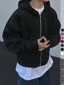 Unisex Hooded Sweatshirt Jacket, Plain Color Simple Minimalist Fashion Casual Sporty Gym Outdoor School Style Fall Winter Wear