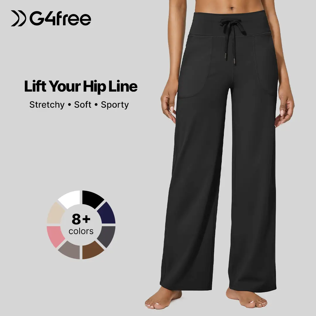 G4Free Wide Leg Pants for Women Yoga Pants High Waist Sweatpants with Pockets Stretch Lounge Pants Comfy Workout Athletic Wear Fitness Apparel Outdoor