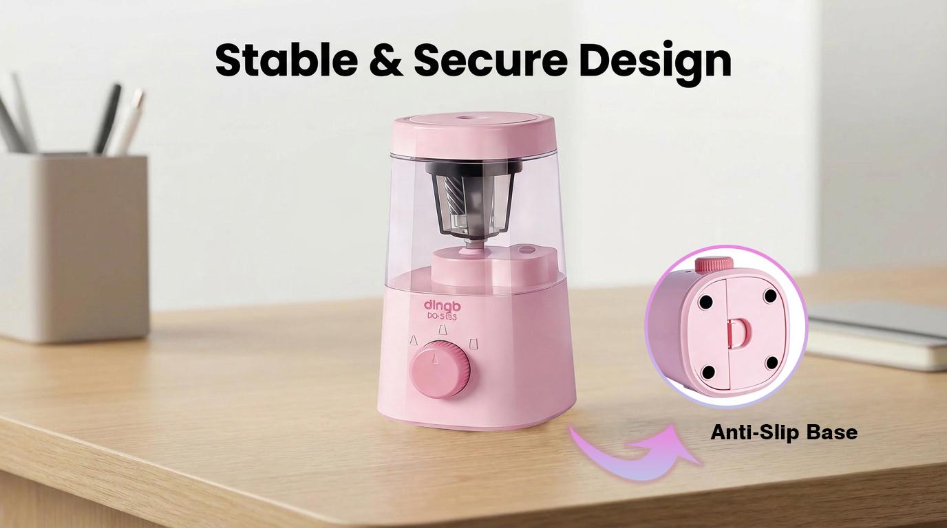 Automatic Pencil Sharpener, Portable & Compact for All Pencil Types - Perfect for Art, Office, School & Home Use (Blue/Pink)