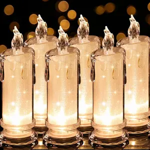 6PCS Led Candles,Flameless Candles Battery Operated, Pillar Fake Candles,Velas Artificiales para Decoration for Valentine's Wedding Christmas Table Decorations (D2.5 x H7)