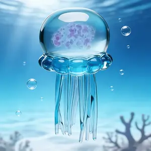 Transparent Multicolor Glitter Jellyfish Figurine - Lightweight Ocean-Themed Home Decor, Soft Handheld Stress Relief Gift for Table Desktop Display