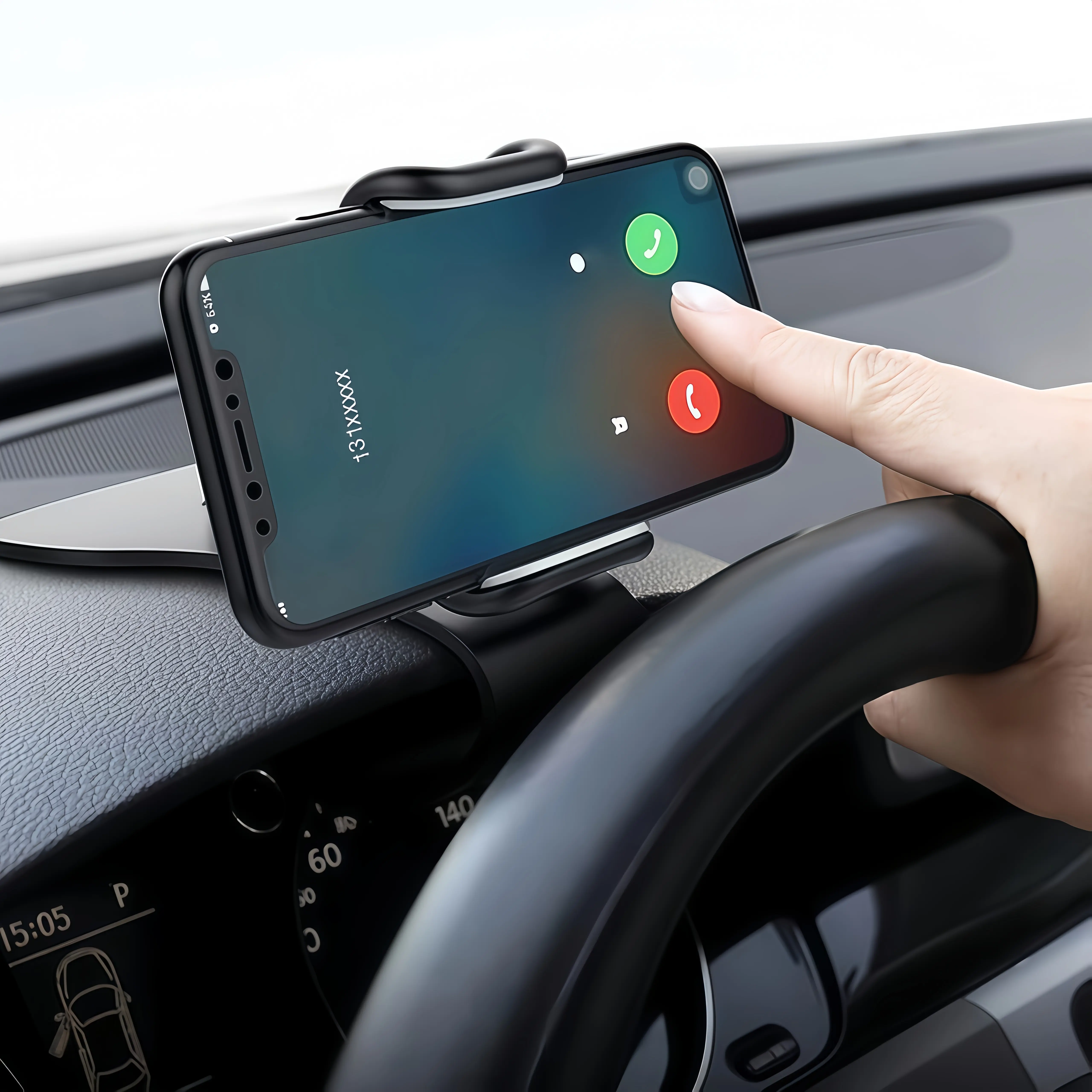 1PC Universal Car Phone Holder, Dashboard Mount Non Slip Navigation Bracket, Rotatable HUD Card Clip for iPhone Android, Easy Installation Car Accessories, Gift for Birthday Family Friends