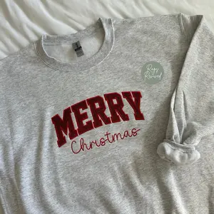 Merry Christmas Glitter Appliqué Embroidered Sweatshirt