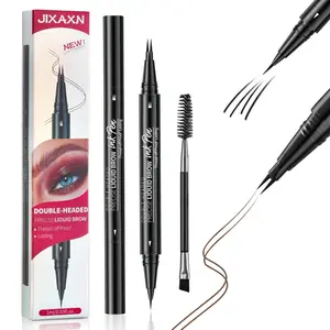 JIXAXN Double-Headed Precision Liquid Brow Pen - Waterproof & Long-Lasting Eyebrow Pencil with Liner & Liquid Set for Defined Brows All Day Long