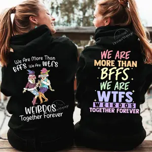 Bestie Weirdos Unisex Hoodie, Casual Cotton Graphic for Friends, Funny Matching Gift Idea, Colorful BFF Outfit, Cozy Fall Winter Hooded Sweatshirt, Made in USA