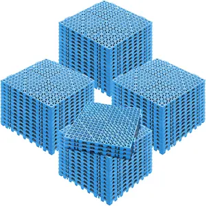 VEVOR Interlocking Tile 55PCS Blue, Drainage Tiles 12" x 12" Splicing, Soft PVC Interlocking Drainage Floor Tiles, Non-Slip Drainage Holes for Restroom, Bathroom, Kitchen, Pool, Wet Areas, Blue