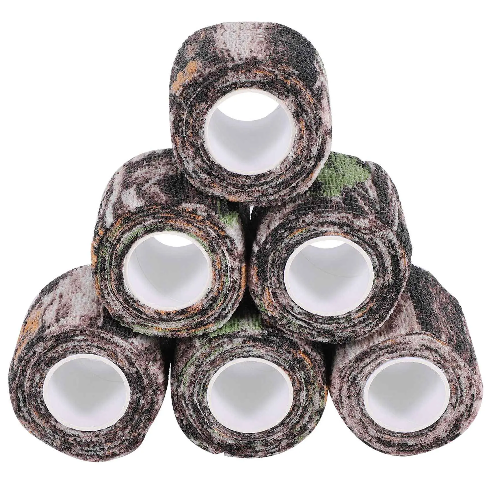 Unisex Reusable Camouflage Cling Tape (6-Roll, 5cm*4.5m) - Self-Adhesive Stretch Bandage for Adults, Hunters, Conforms to Shape, Bionic Dead Wood, Hide Blackness - Camping, Hiking Use