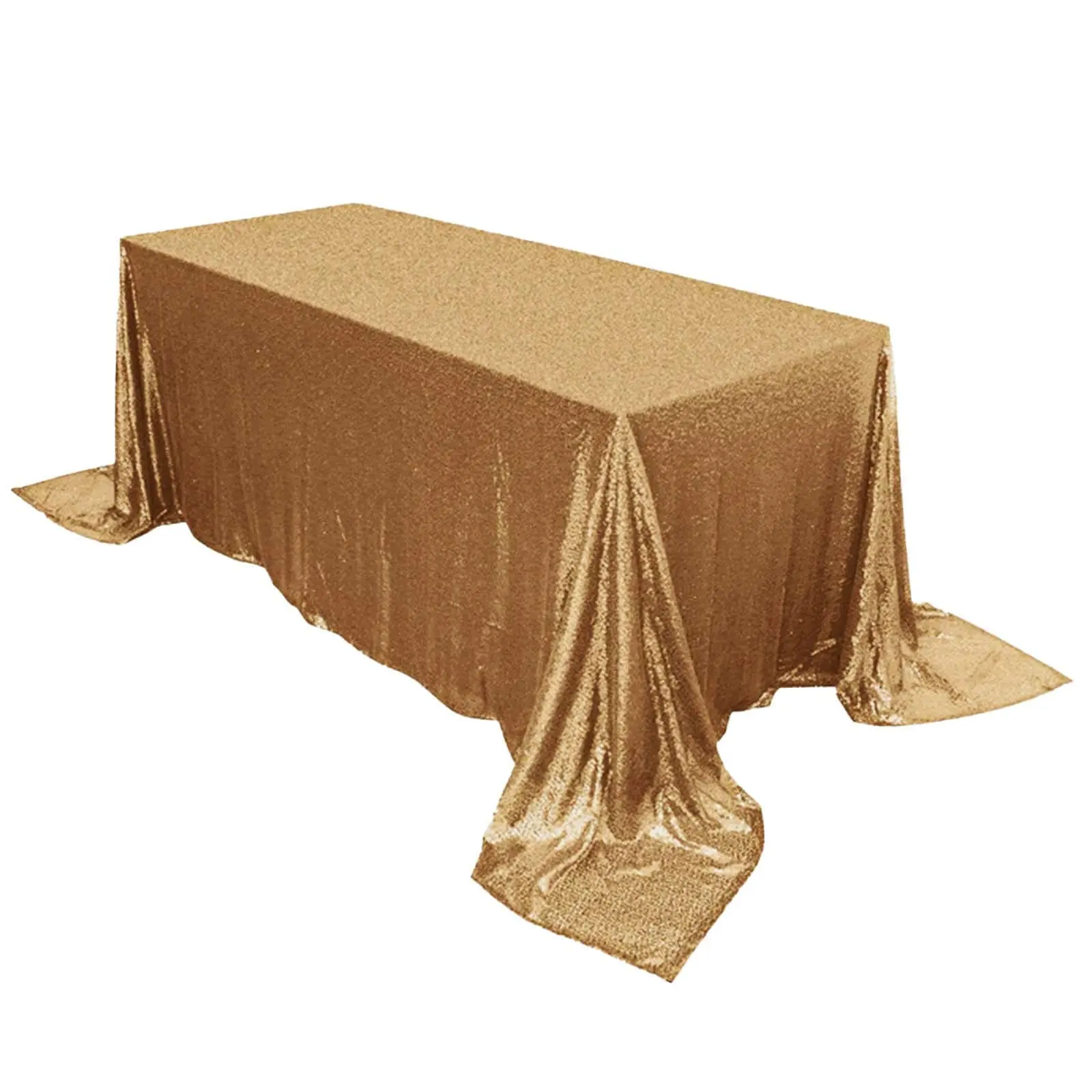Gold Sequin Rectangle Tablecloth - 90x132in Seamless Sparkly Design, Household Kitchen Linen for Luxe Occasions, Decoration, Craft Fair, Cake Displays